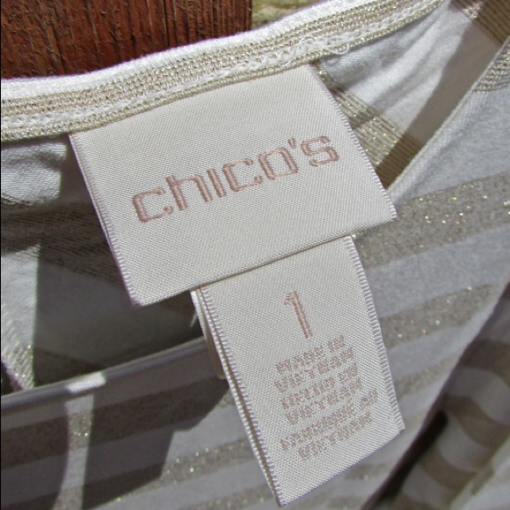Chico’s Shimmer Striped Tee - Picture 3 of 6
